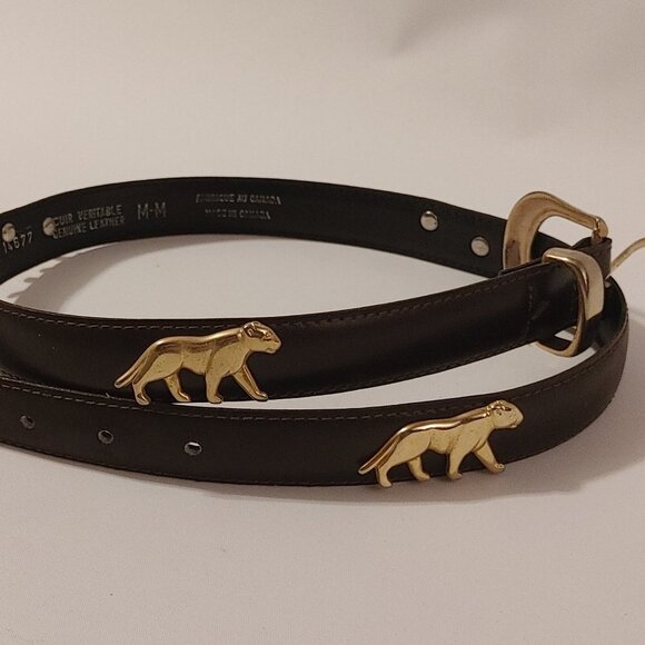 REGAL CLEO PANTHER Leather Belt BROWN Women's Medium Skinny Leather Belt POWER - Picture 1 of 7